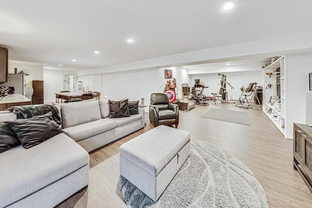 living room featuring light wood-type flooring