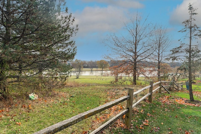 view of yard with a water view