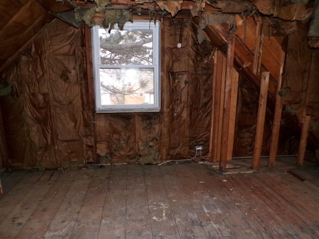 view of unfinished attic