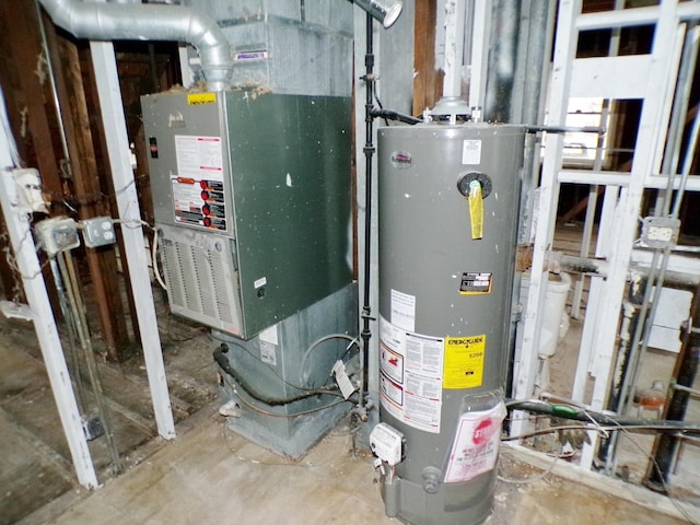 utility room with water heater