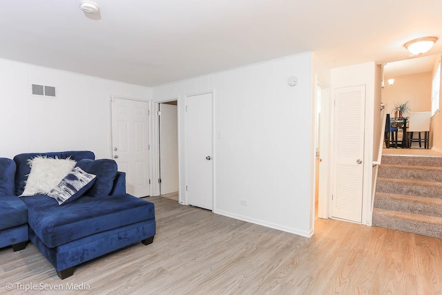 living room featuring light hardwood / wood-style floors