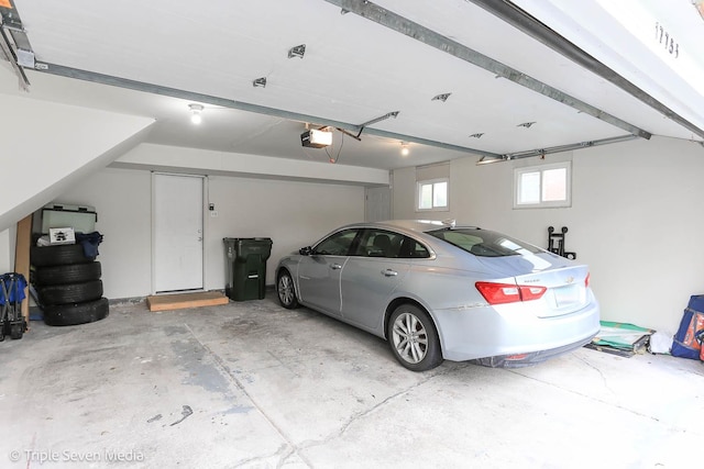 garage with a garage door opener