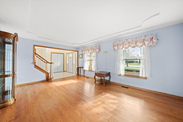 interior space with light hardwood / wood-style floors