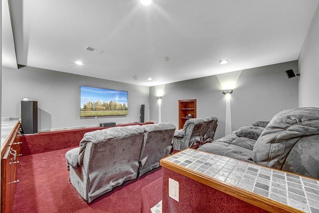 view of carpeted cinema room