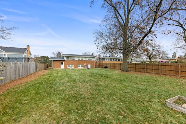 view of yard featuring a fenced backyard