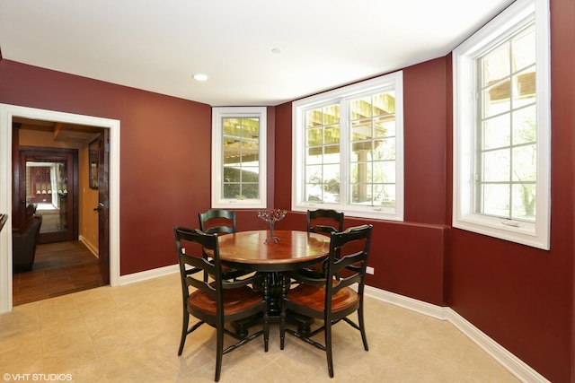 view of tiled dining space