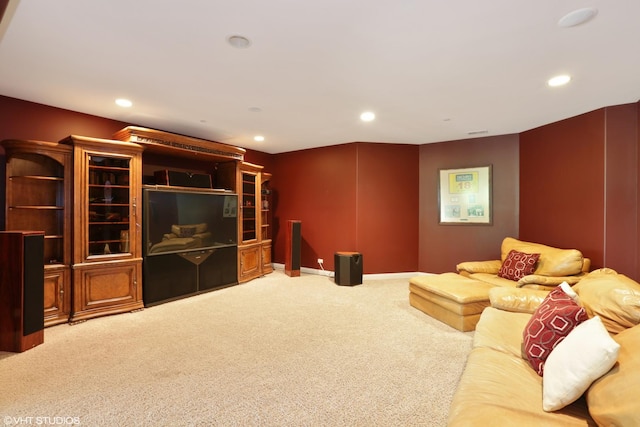 living room with carpet flooring