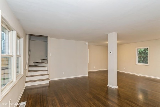 interior space with dark hardwood / wood-style flooring