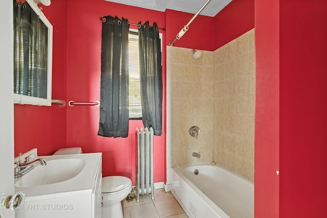 7730 S E End Ave, Chicago, IL 60649 - full bath featuring radiator, tile patterned floors, toilet, vanity, and shower / washtub combination