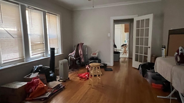 misc room featuring crown molding and wood-type flooring