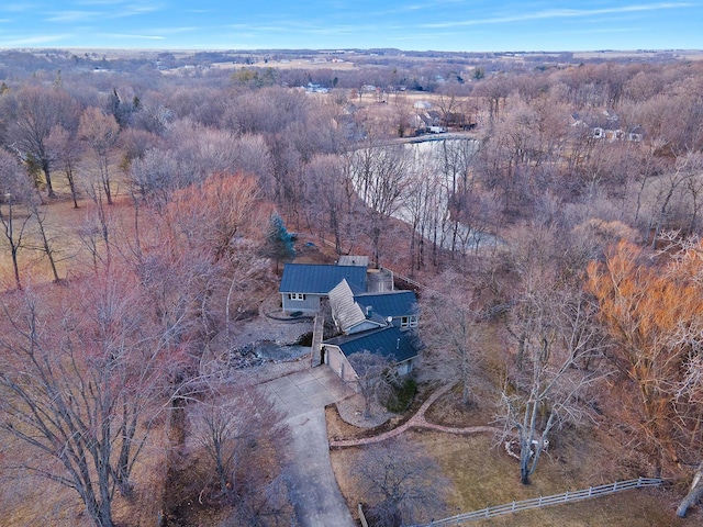 aerial view with a forest view