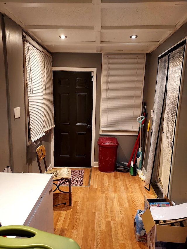 entrance foyer with light hardwood / wood-style flooring