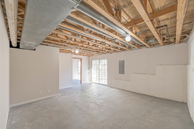 basement featuring electric panel