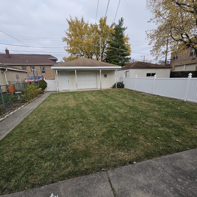 view of yard featuring a garage