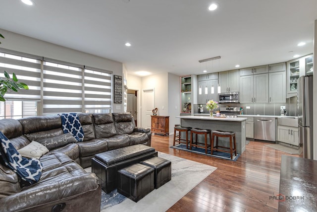 living room with wood-type flooring