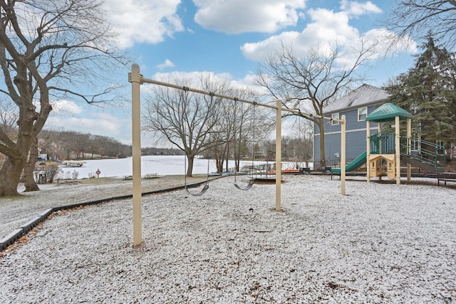 view of snow covered playground