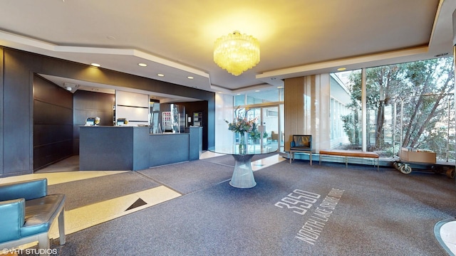 reception area featuring a chandelier