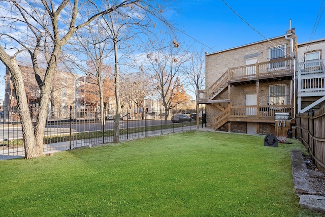 view of yard featuring a deck