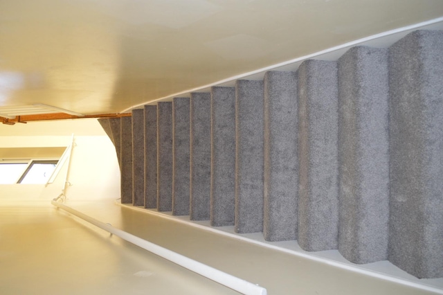 staircase featuring concrete floors