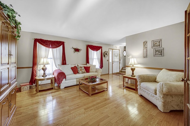 living room featuring light hardwood / wood-style flooring