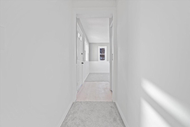 corridor with light colored carpet