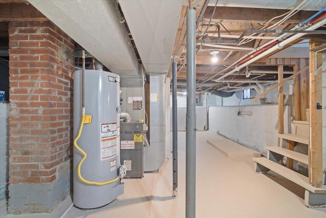 basement with water heater