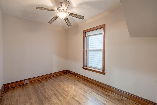 bonus room featuring ceiling fan and wood-type flooring