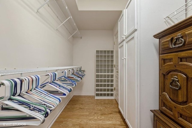 spacious closet with light wood-type flooring