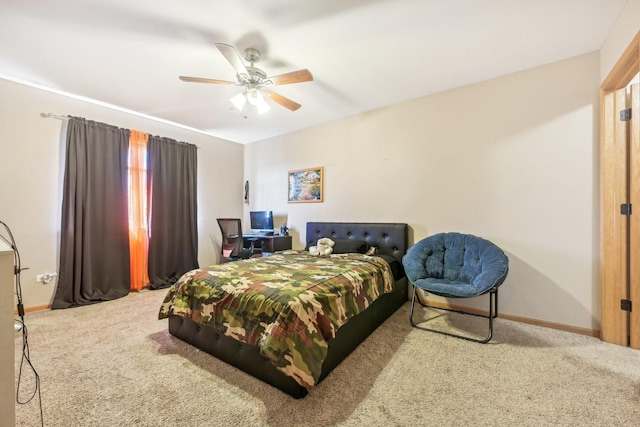 bedroom with carpet flooring and ceiling fan