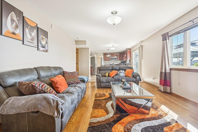 living room featuring light hardwood / wood-style floors