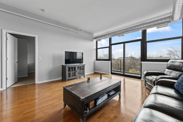 living room with hardwood / wood-style flooring