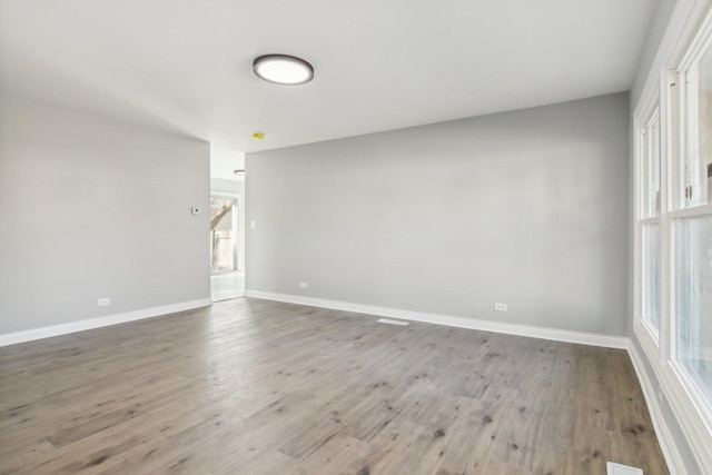 spare room featuring wood-type flooring