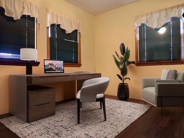 office space featuring hardwood / wood-style floors