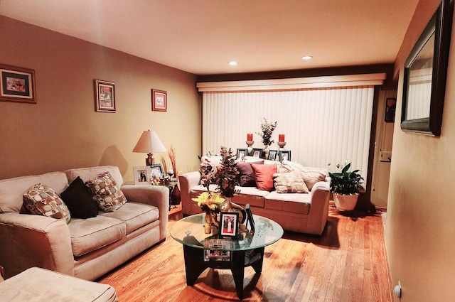 living room with light hardwood / wood-style flooring