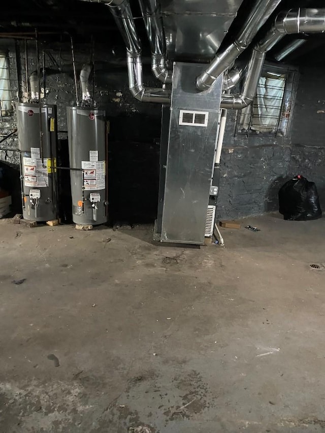 utility room with water heater