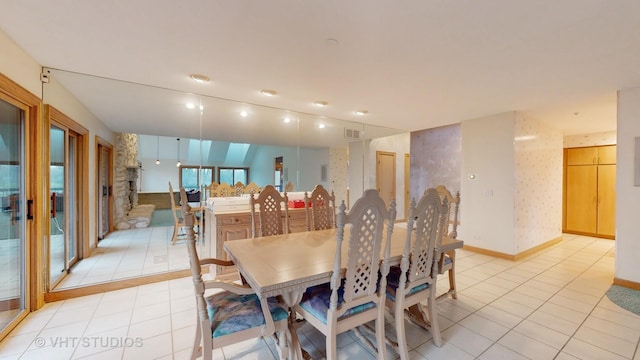 view of tiled dining room