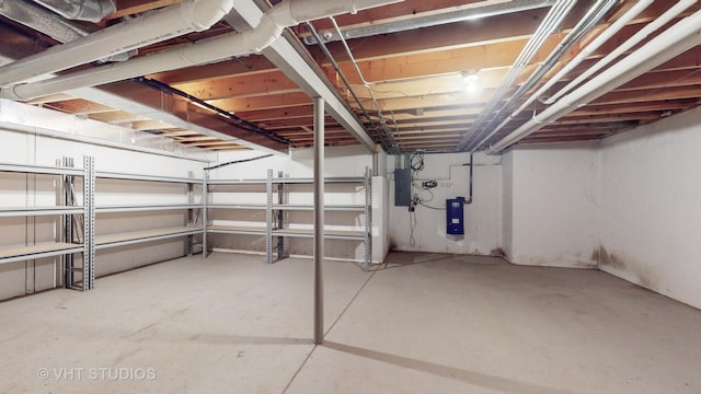 basement with electric panel