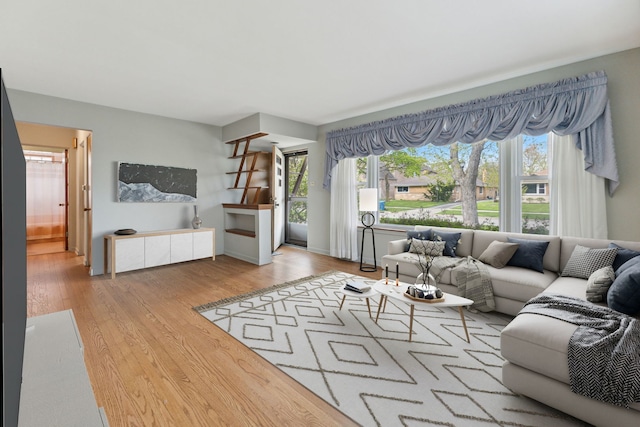 living room with hardwood / wood-style floors