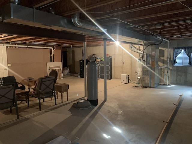 basement with heating unit