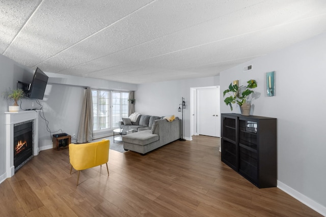 living room with hardwood / wood-style floors