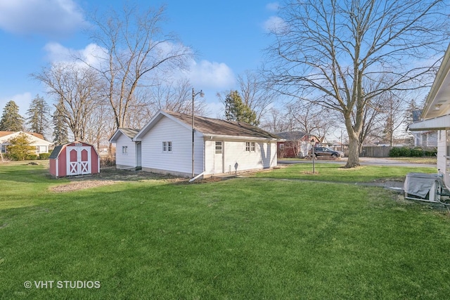 exterior space featuring a shed