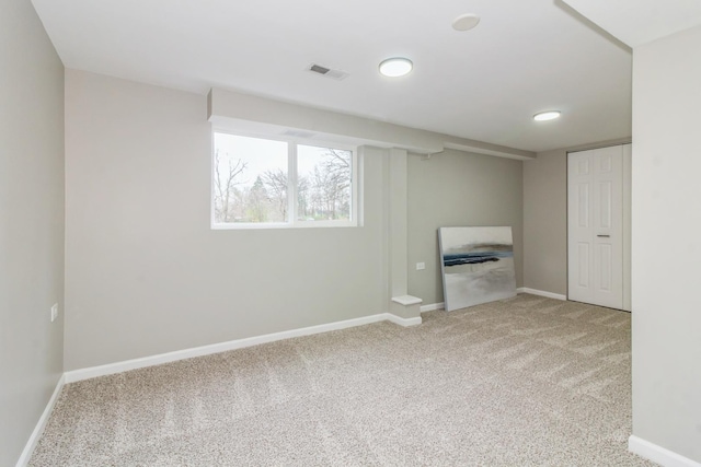 basement featuring carpet