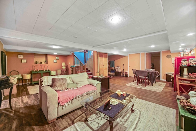 living room featuring wood-type flooring