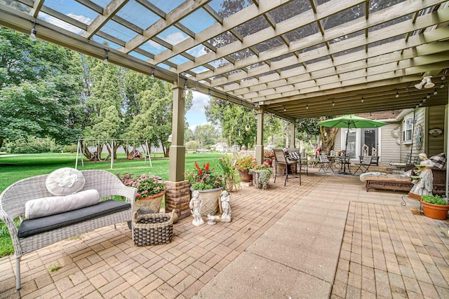 view of patio with a pergola