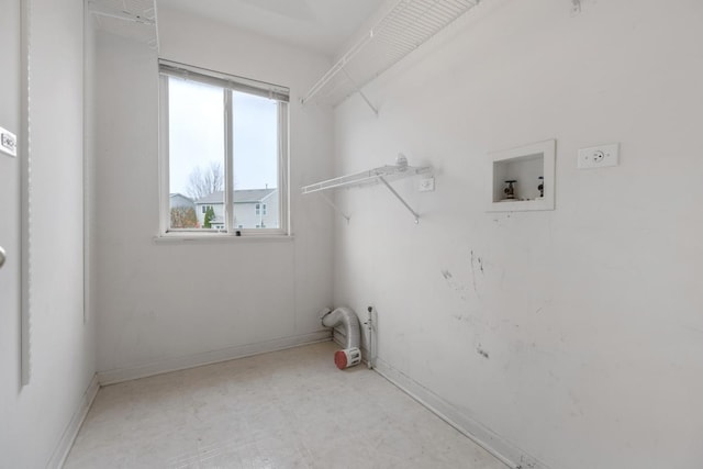 clothes washing area featuring electric dryer hookup and hookup for a washing machine