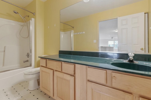 full bathroom with tile patterned floors, vanity, toilet, and shower / bath combination