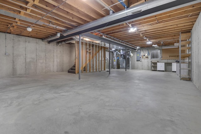 basement with electric panel