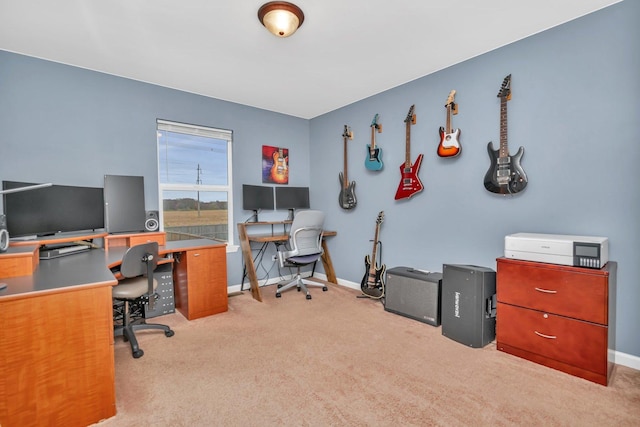 office area with light colored carpet