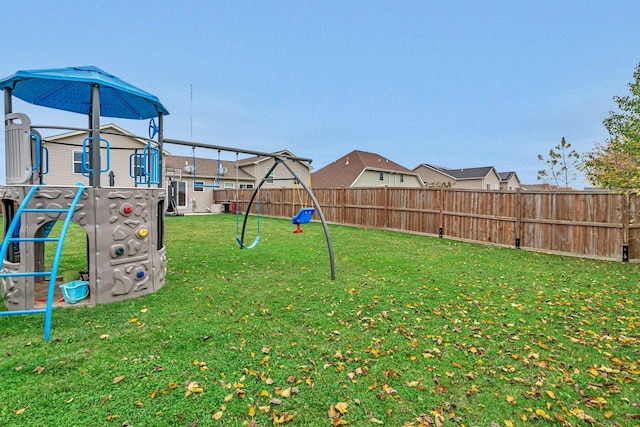 view of yard with a playground