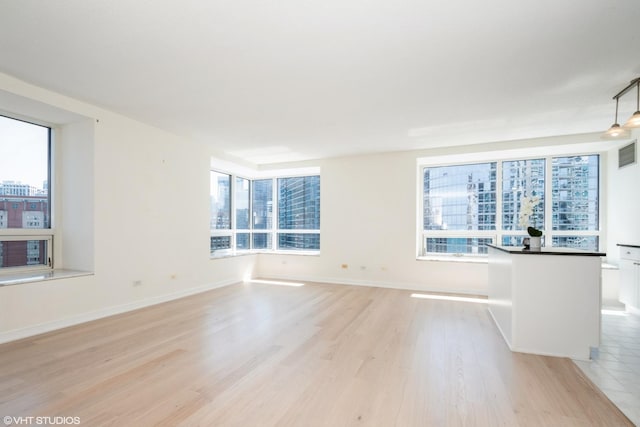 unfurnished living room featuring light hardwood / wood-style floors